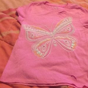 Pink Butterfly Print Shirt